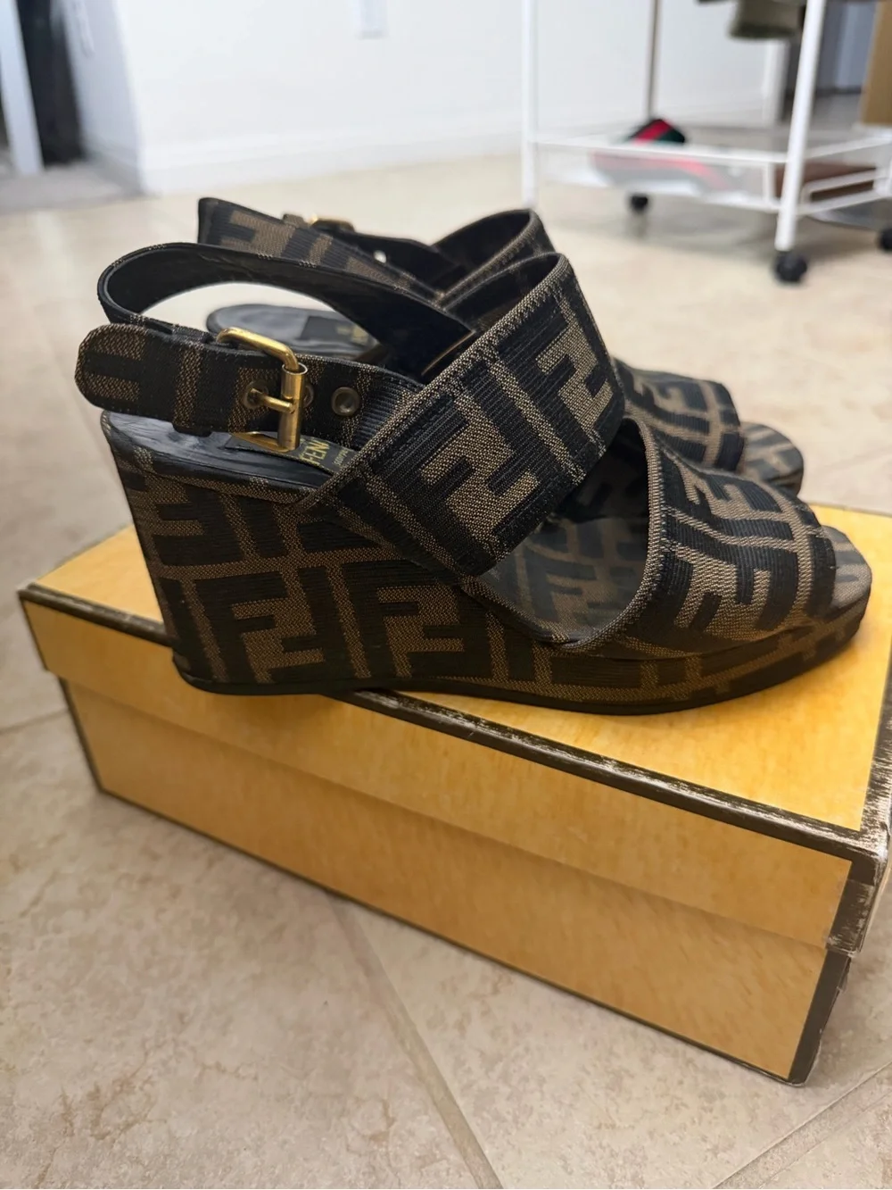 Fendi Zucca Wedge Heels Size 6.5